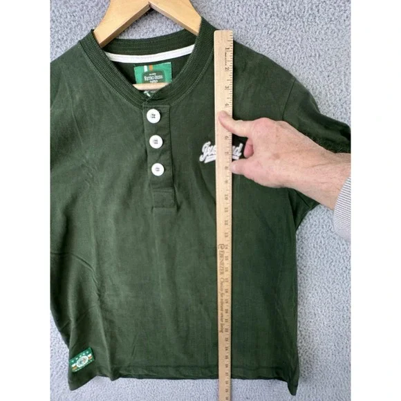 Retro Irish Heritage Collection 3-Button Henley Long Sleeve Shirt Mens L Green - Picture 9 of 10